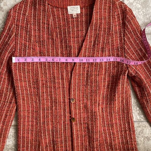 Zonda Nellis Tweed Woven art-to-wear Jacket button front Long Cardigan - Picture 9 of 16